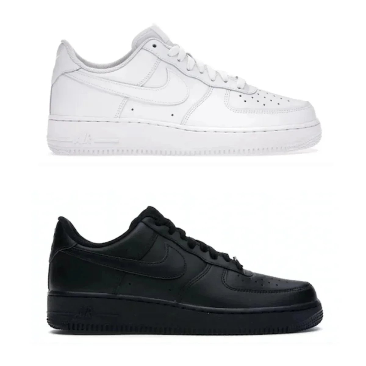 Nike Air Force 1 Low White and Black Leather Sneakers