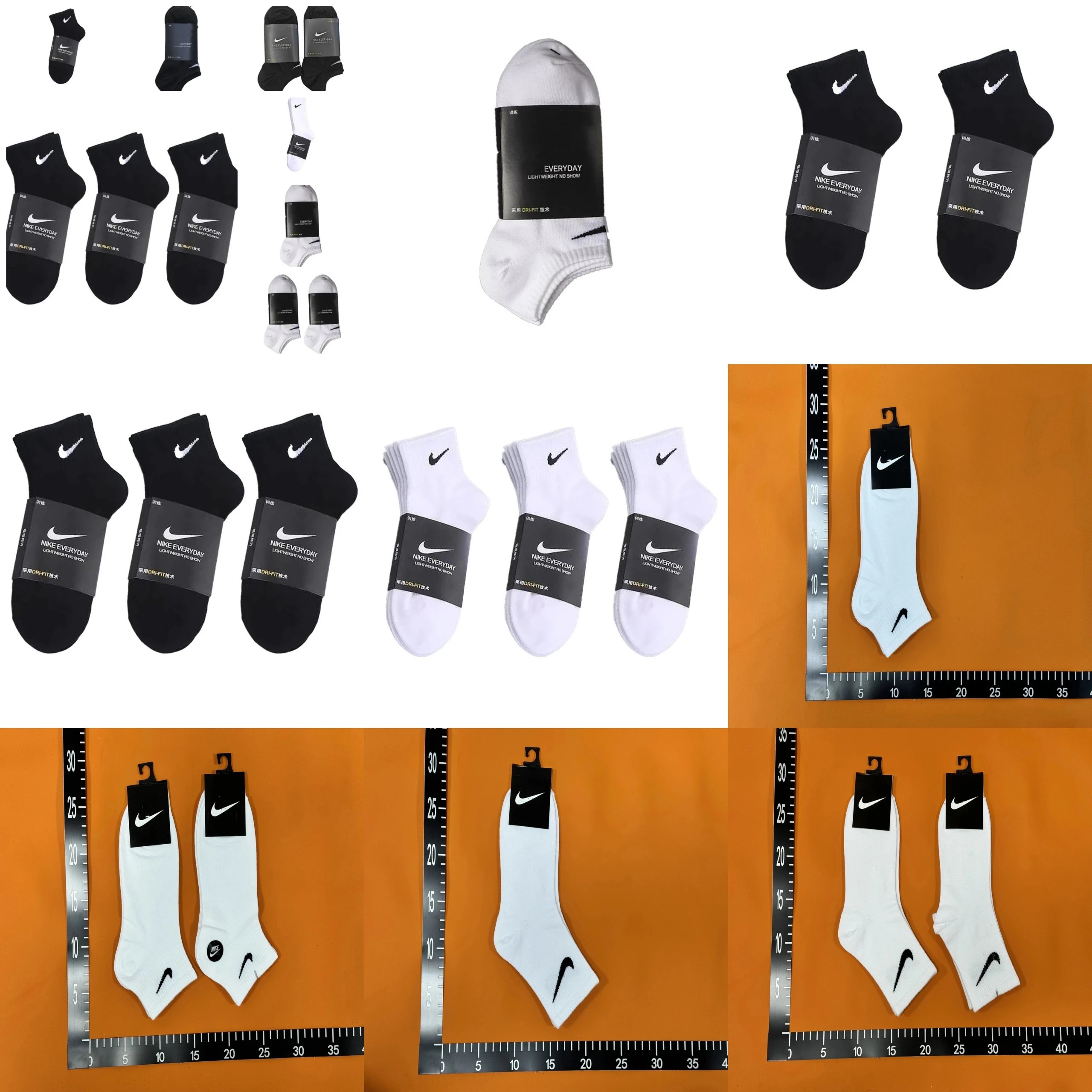 Nike Everyday Lightweight No-Show Socks - Black/White Dri-FIT