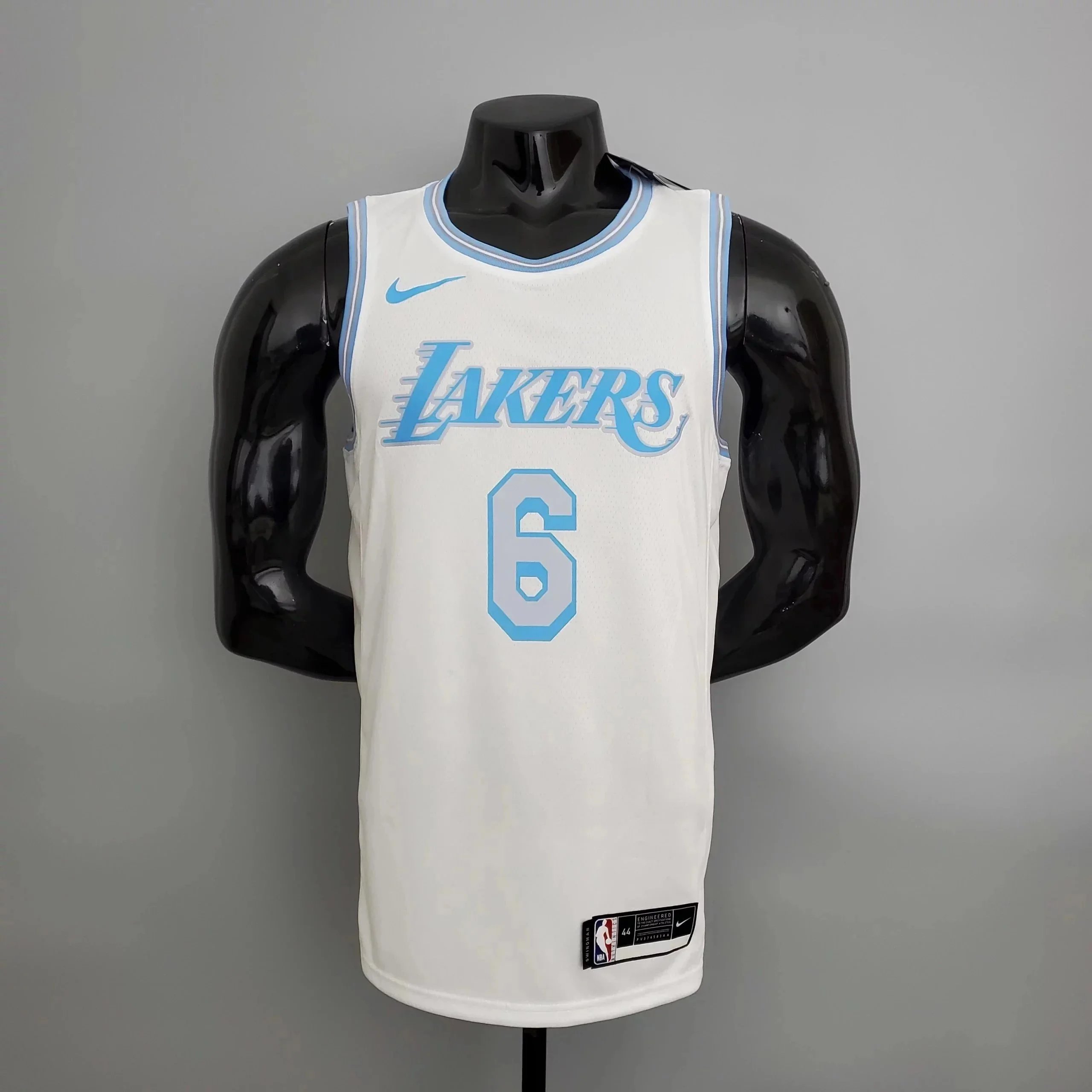 Nike Lakers City Edition Jersey - White with Light Blue Script 6