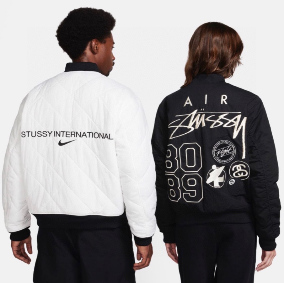 Nike Stussy International Quilted Bomber Jacket - White/Black