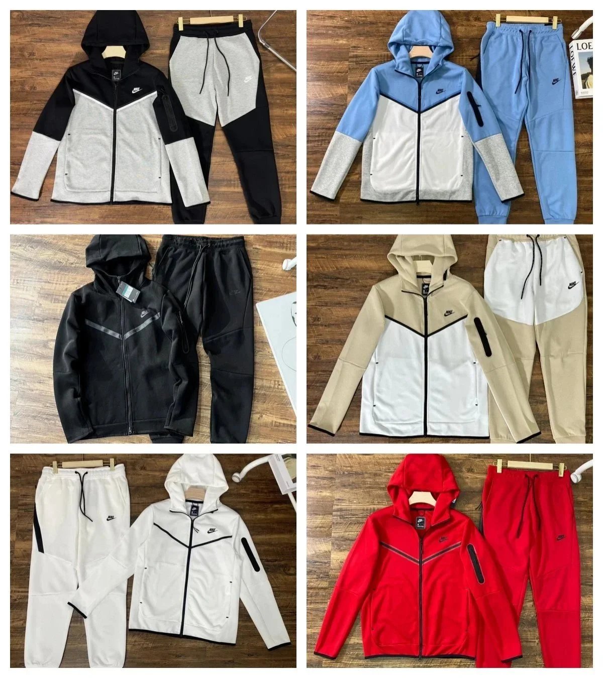 Nike Tech Fleece Windrunner Hooded Jacket and Pants Set - Black/Gray