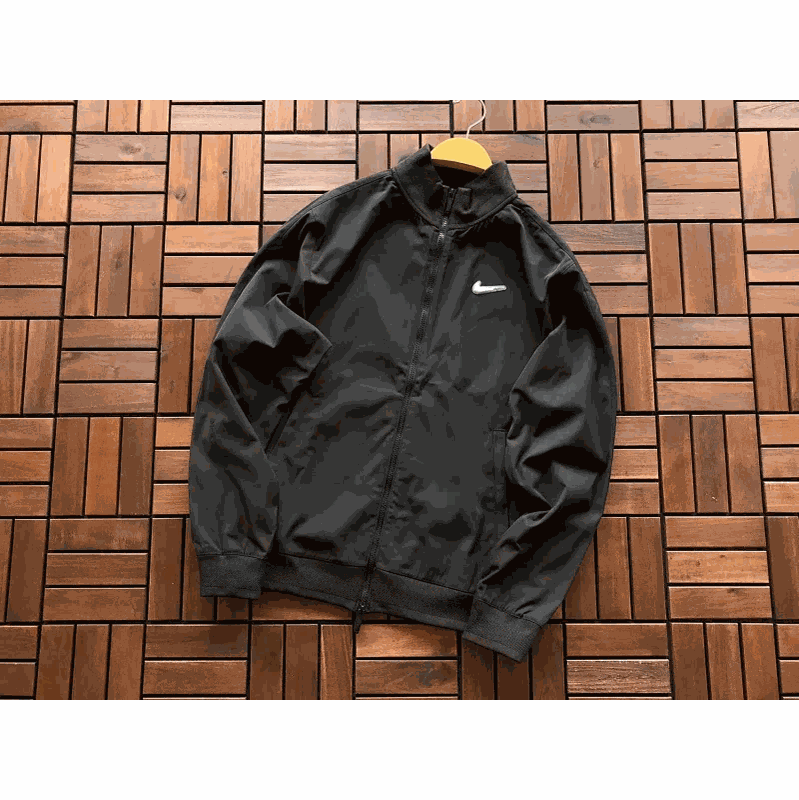 Nike Windrunner Jacket Black with White Swoosh Logo