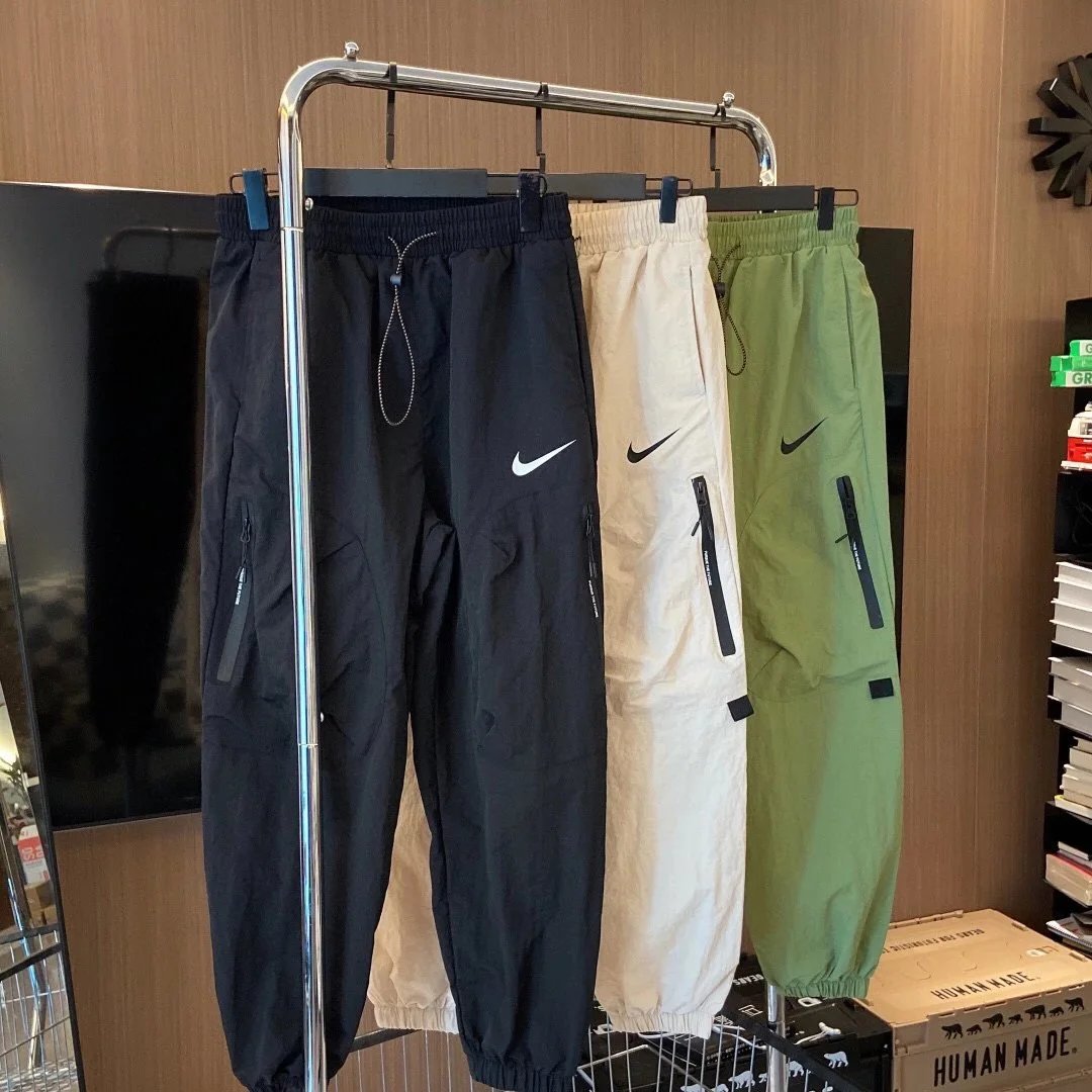 Nike Windrunner Joggers - Black Beige Olive with Zip Pockets