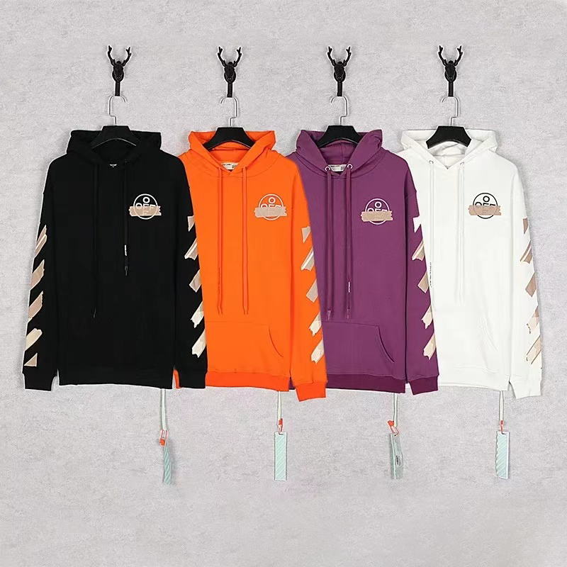 Off-White Diag Stripe Hoodie - Black Orange Purple White