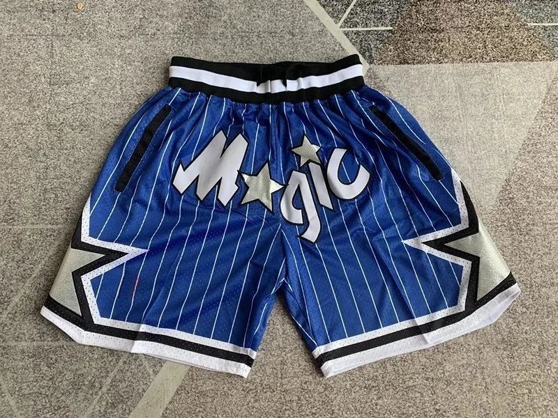 Orlando Magic Retro Basketball Shorts - Blue Pinstripe with Star Logo