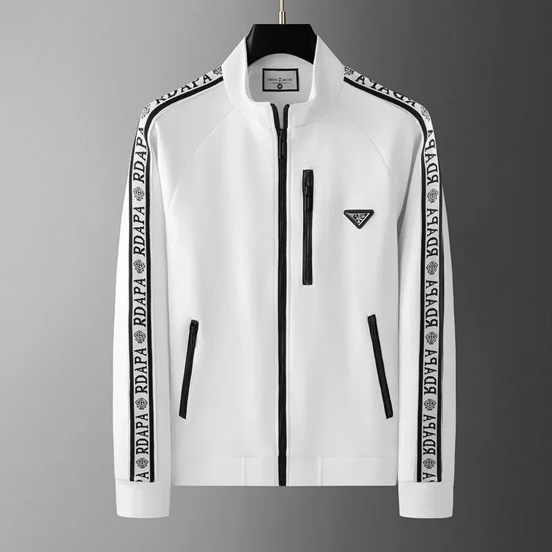 Prada RDAPA Logo Tape White Zip-Up Jacket with Triangle Badge