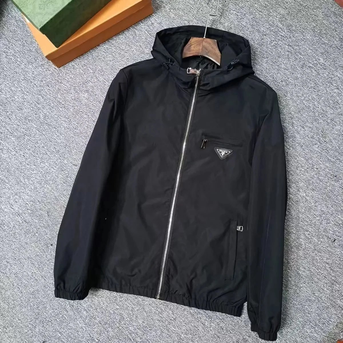 Prada Re-Nylon Hooded Jacket Black with Triangle Logo