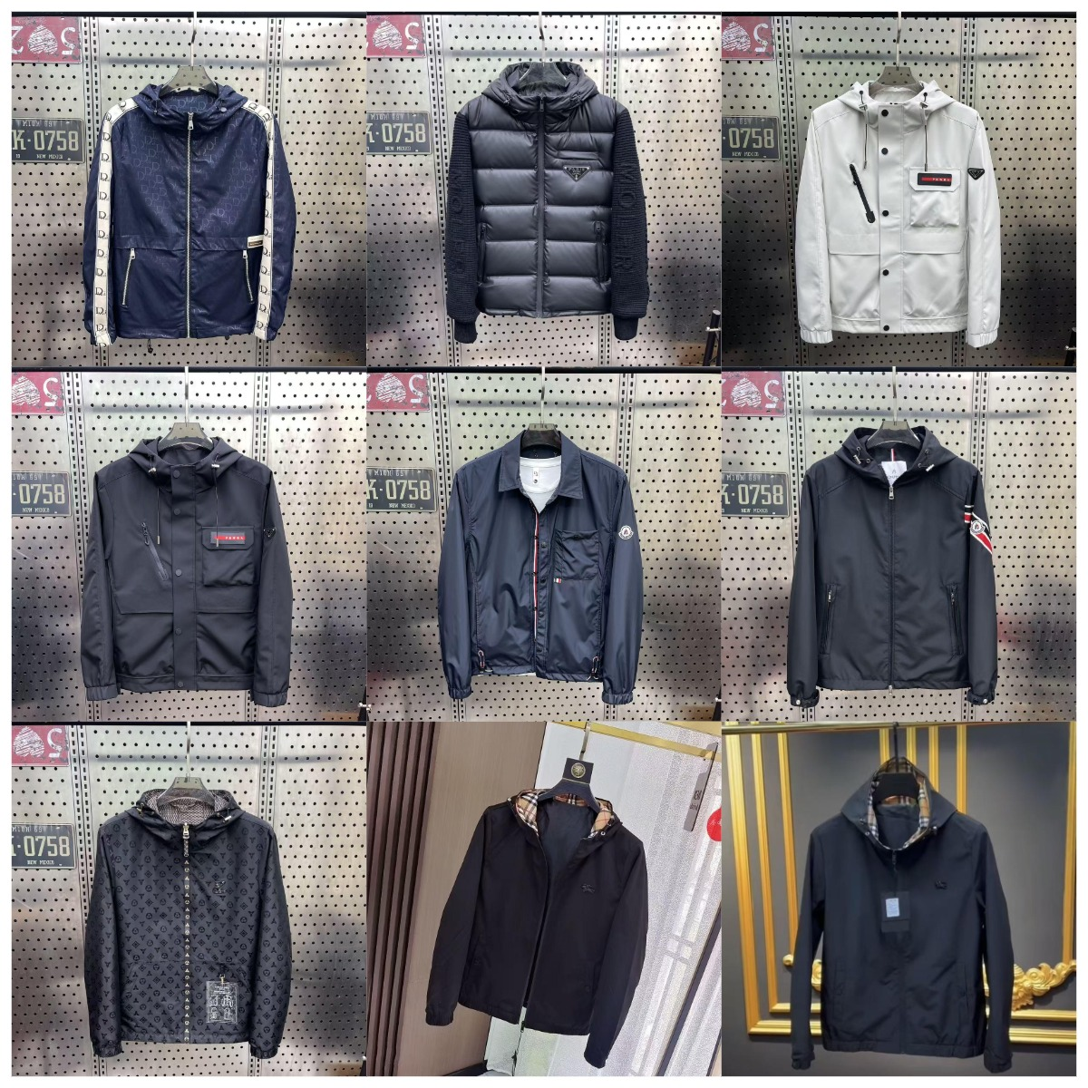 Prada Re-Nylon Hooded Jacket with Logo Tape Navy Blue