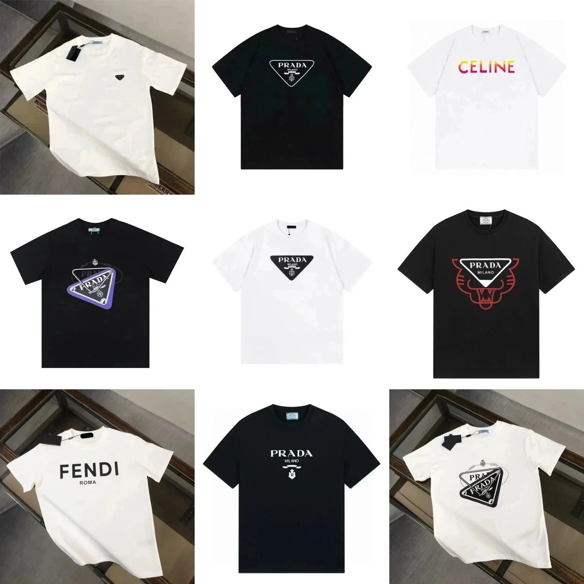 Prada Triangle Logo T-Shirt Black Classic Design