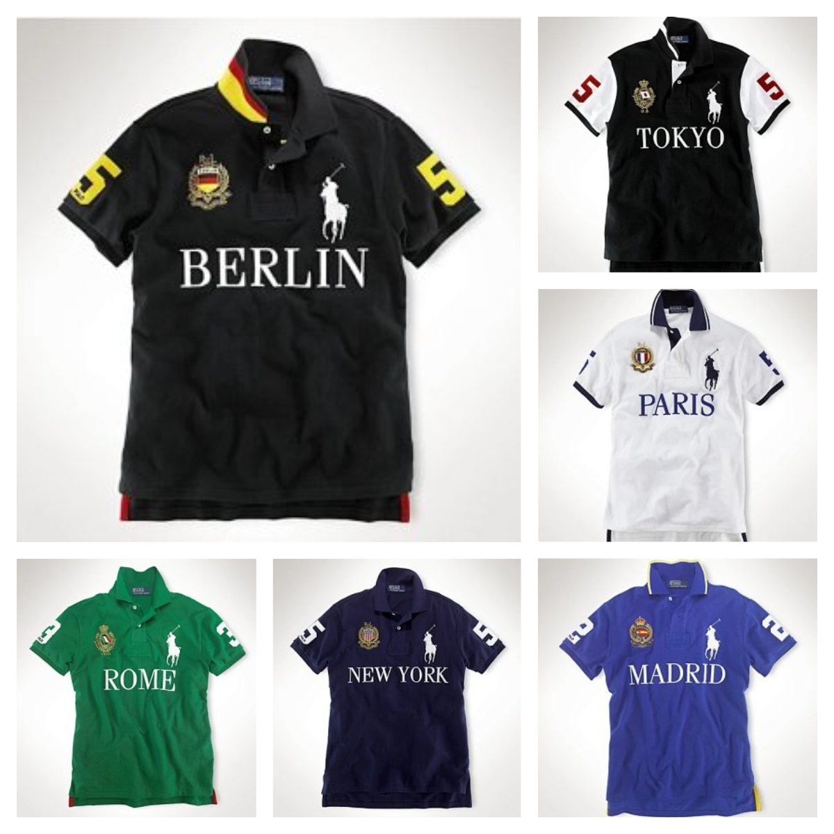 Ralph Lauren Berlin City Edition Black Polo Shirt with Crest and Number 5