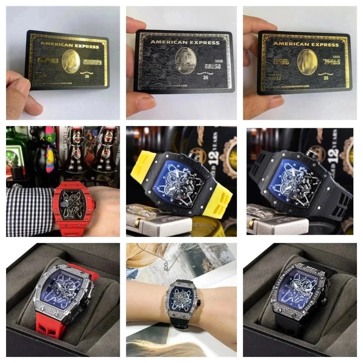Richard Mille RM 055 Carbon Fiber Skeleton Watch Red Yellow Black