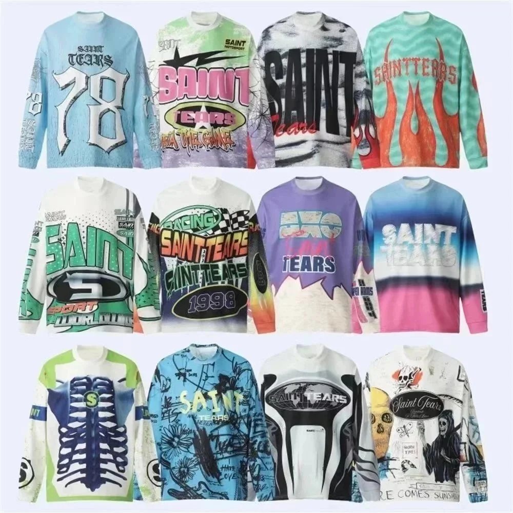 Saint Tears 78 Graphic Long-Sleeve Jersey - Light Blue Distressed Print