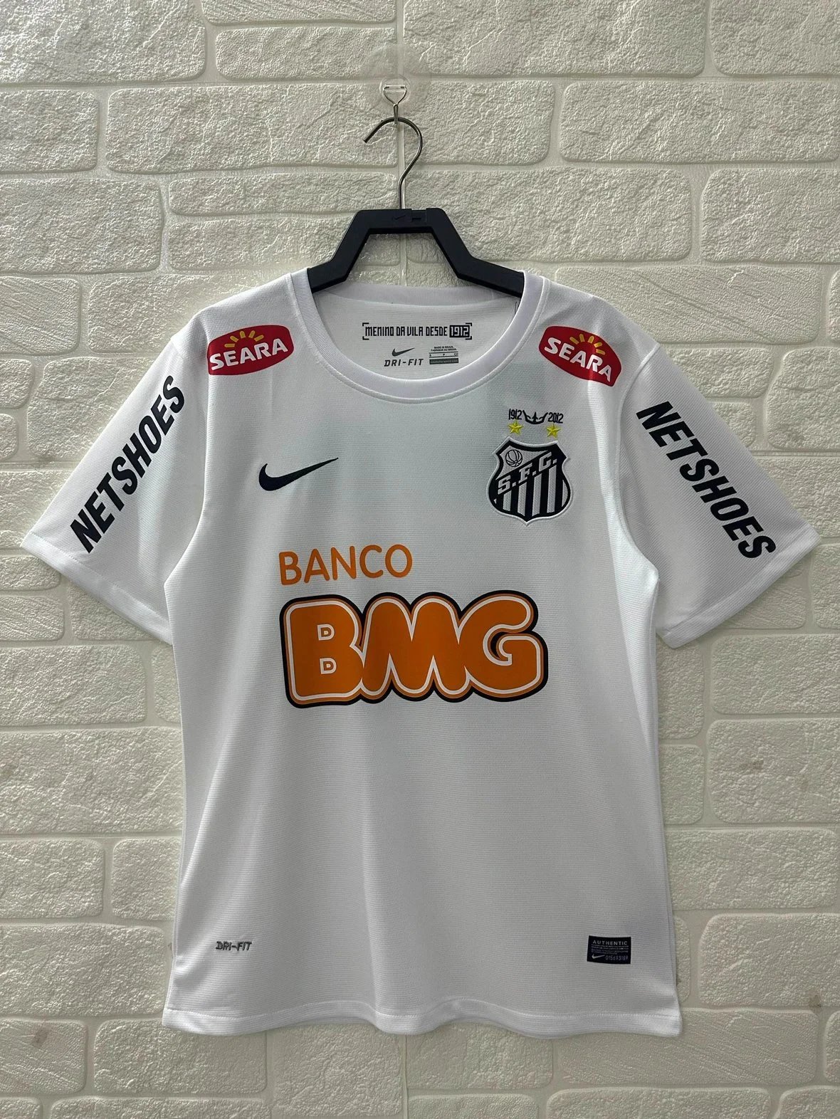 Santos FC 2012 Away Jersey White BMG Sponsor Nike Dri-FIT