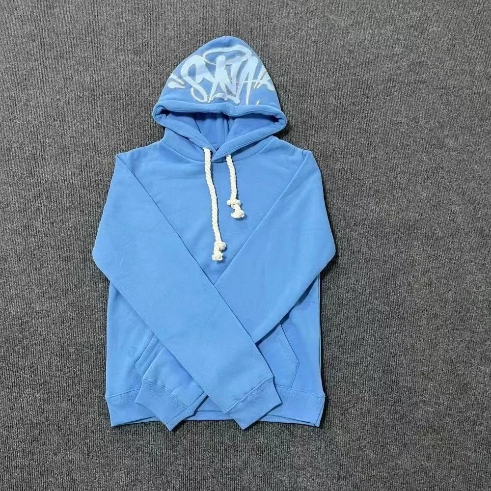SKA Graffiti Hoodie - Light Blue with White Drawstrings