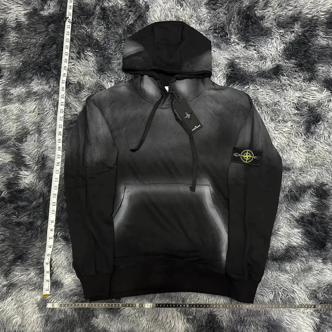 Stone Island Black Gradient Hoodie with Compass Patch