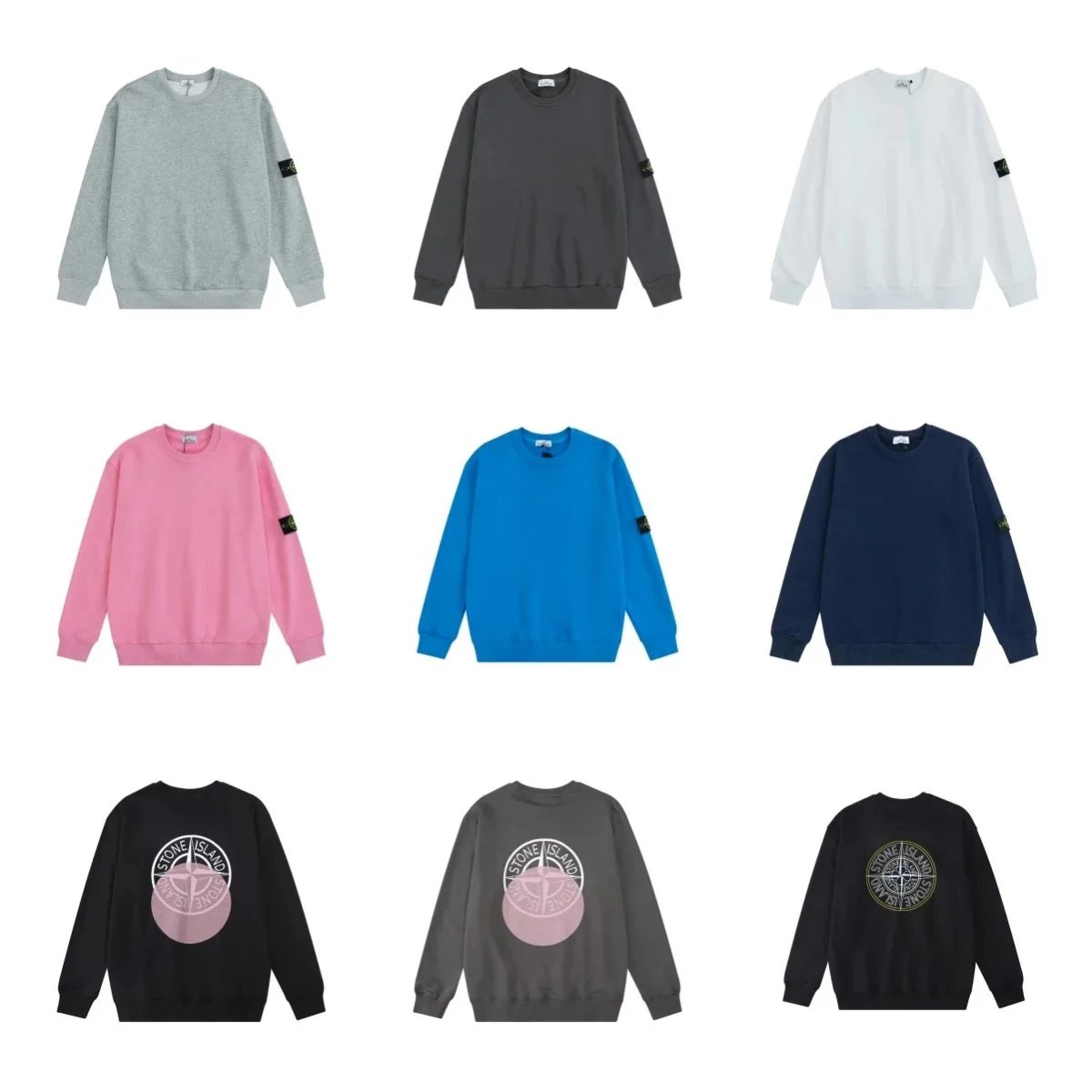 Stone Island Compass Logo Crewneck Sweatshirt Black Pink