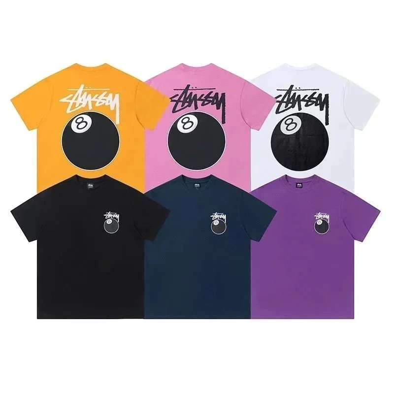 Stussy 8-Ball Graphic T-Shirt - Orange Pink White Black Navy Purple