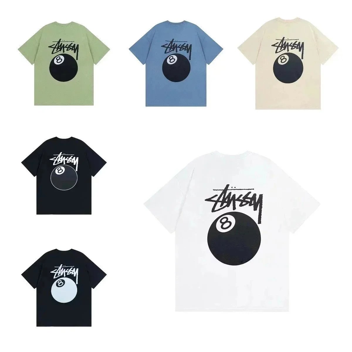 Stussy 8-Ball Graphic T-Shirt - White with Black Print
