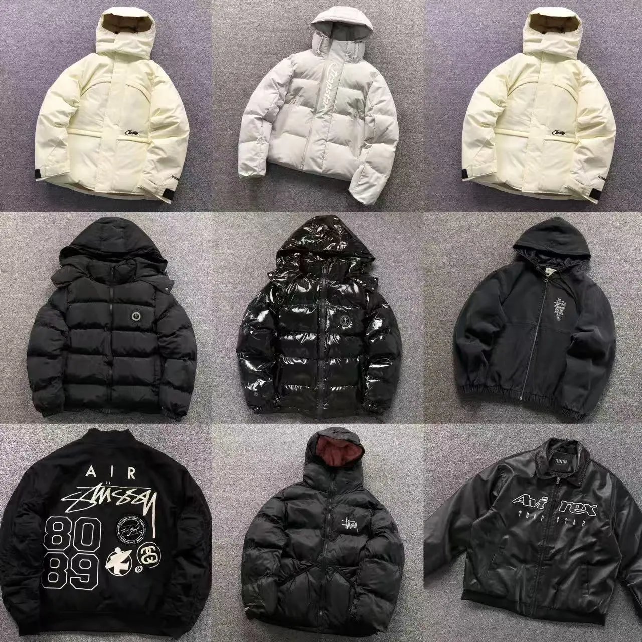 Stussy Air 8089 Black Puffer Jacket with Graphic Back Print