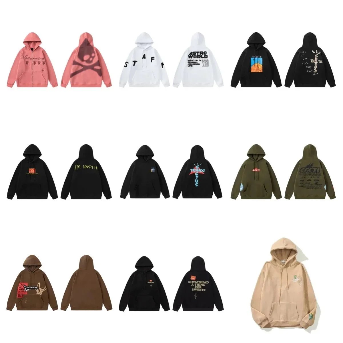 Travis Scott Cactus Jack Hoodie - Beige with Embroidered Logo